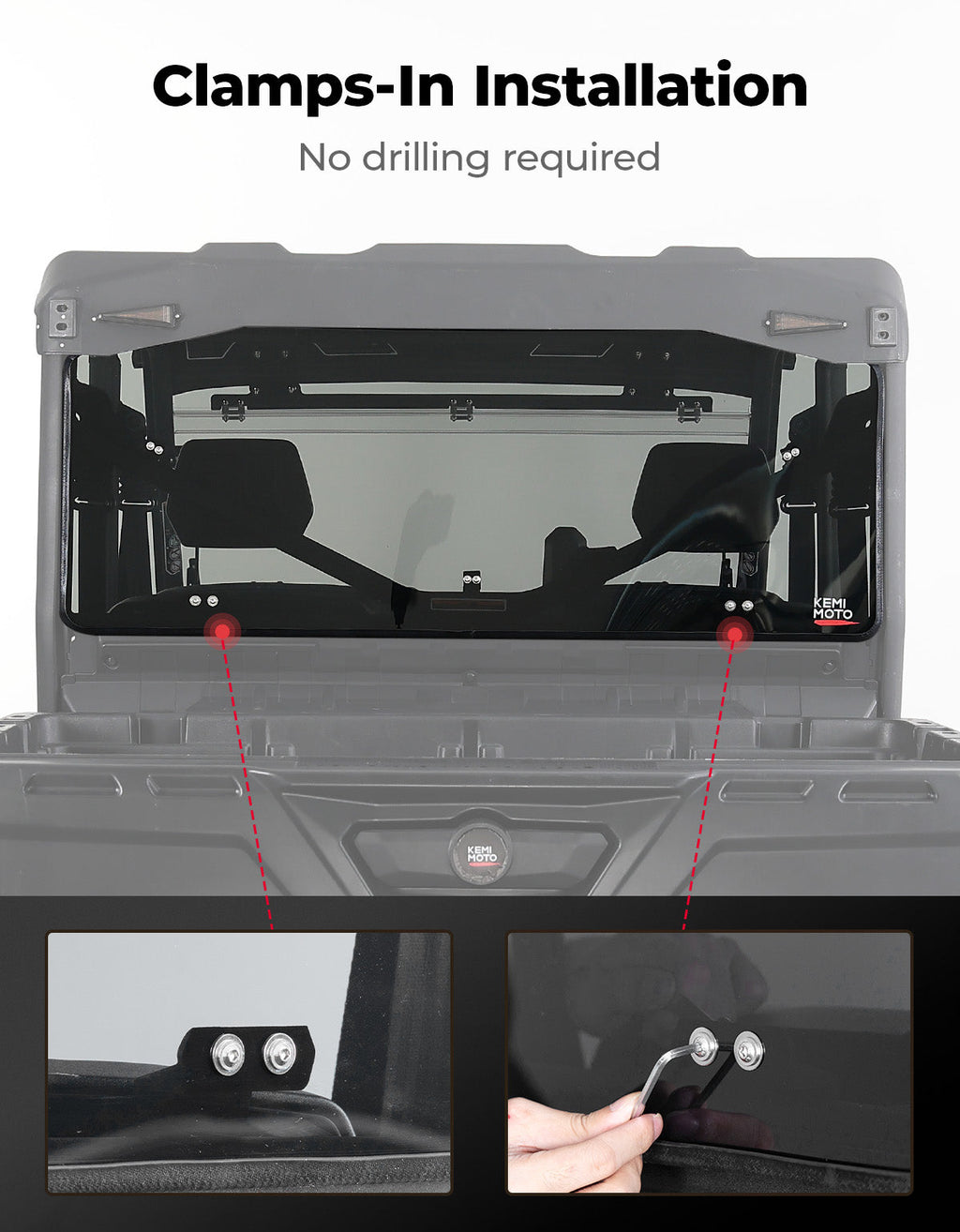 Rear Tinted Windshield for Can-Am Defender HD5/8 /10/MAX – fits Can-Am Defender MAX HD8