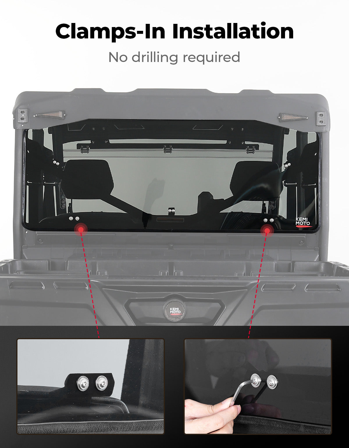 Rear Tinted Windshield for Can-Am Defender HD5/8 /10/MAX – fits Can-Am Defender MAX HD8