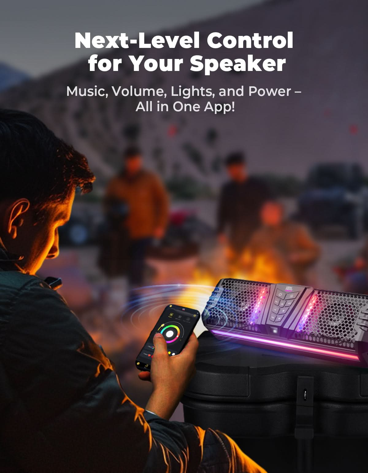 Midnight 40 Gen1.5 Metal 16" Bluetooth Sound Bar –2026 Compact RGB UTV Speaker for Golf Cart, ATV, Polaris RZR – fits...