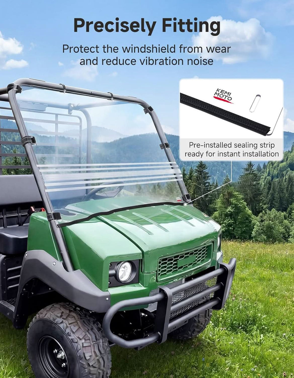 UTV Flip Windshield For Kawasaki Mule – fits Kawasaki Mule 4000 / 4010 (view 3)