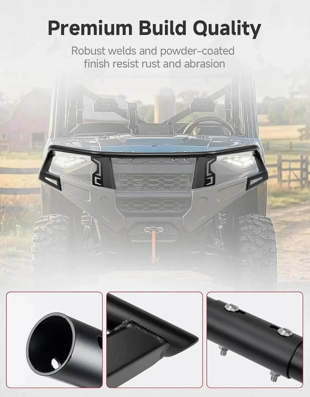 Front Upper Bumper Brush Guard, Rigid Steel for Polaris Ranger XP 1000 2025-2026 – fits Polaris Ranger XP 1000 (view 3)