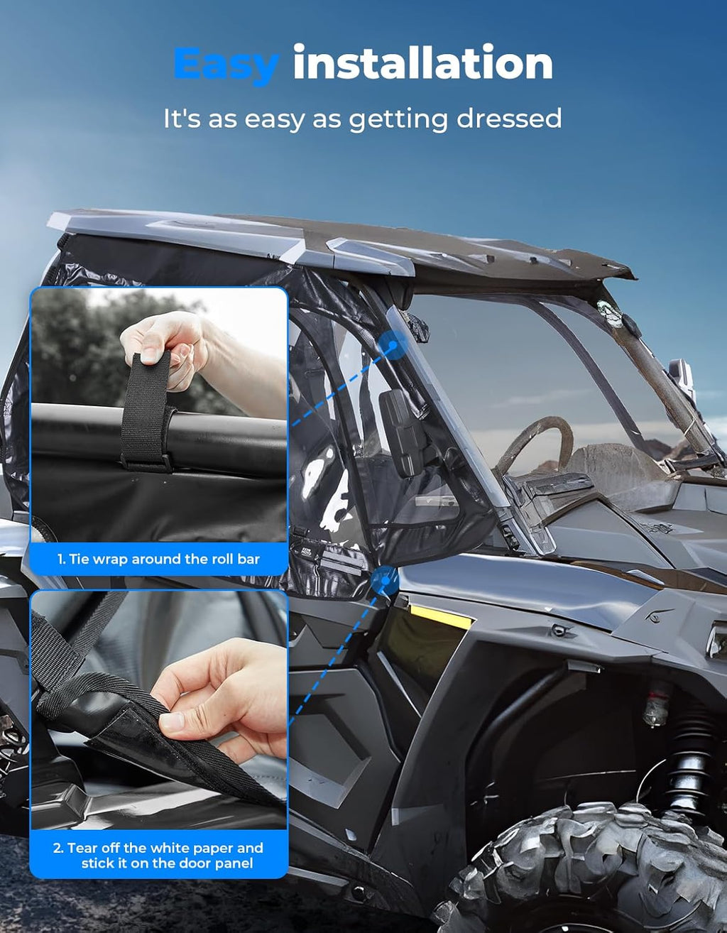Soft Cab Enclosure Upper Windows for 2014-2023 Polaris RZR XP 1000/Turbo – fits Polaris RZR XP Turbo (view 6)