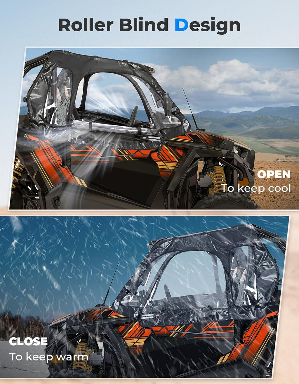 Soft Cab Enclosure Upper Windows for 2014-2023 Polaris RZR XP 1000/Turbo – fits Polaris RZR XP Turbo