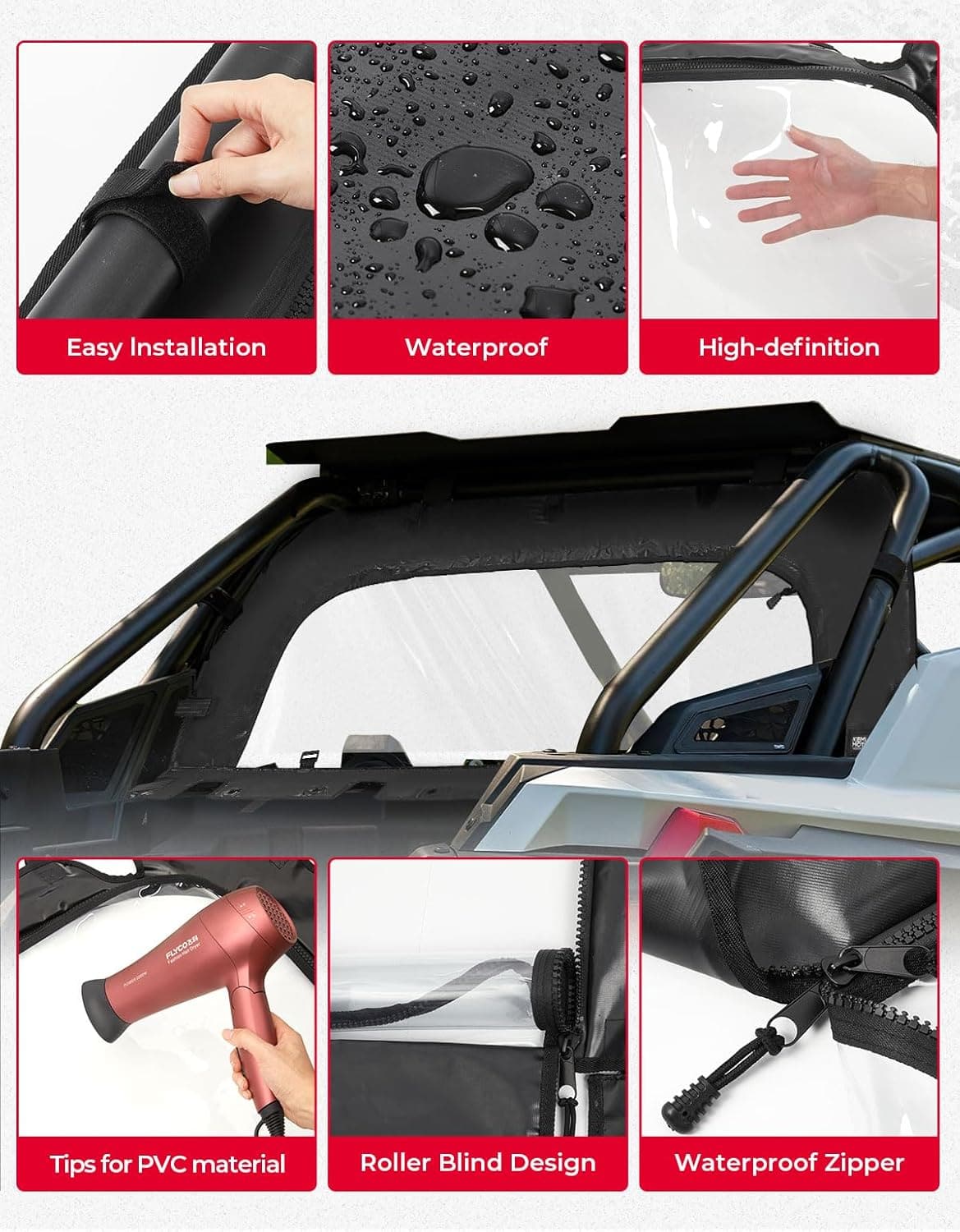 Soft Rear Windshield for Polaris RZR PRO R/ R4 2022-2024 – fits Polaris RZR Pro R 4 (view 4)