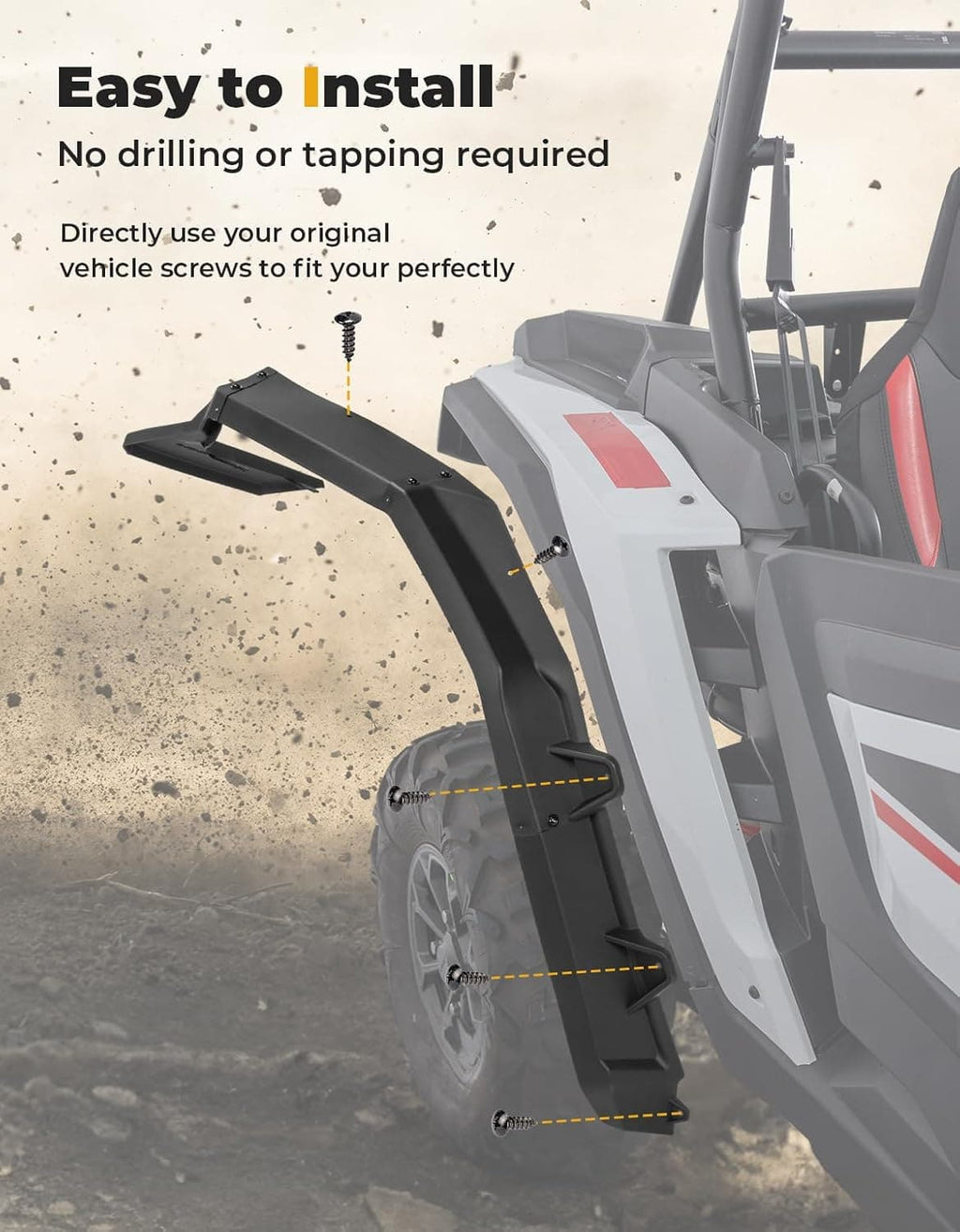 Fender Flares 8.5" Extended Mud Flaps for 2024-2026 Polaris RZR XP 4 1000 (4PCS) – fits Polaris RZR XP 4 1000 (2024+)...