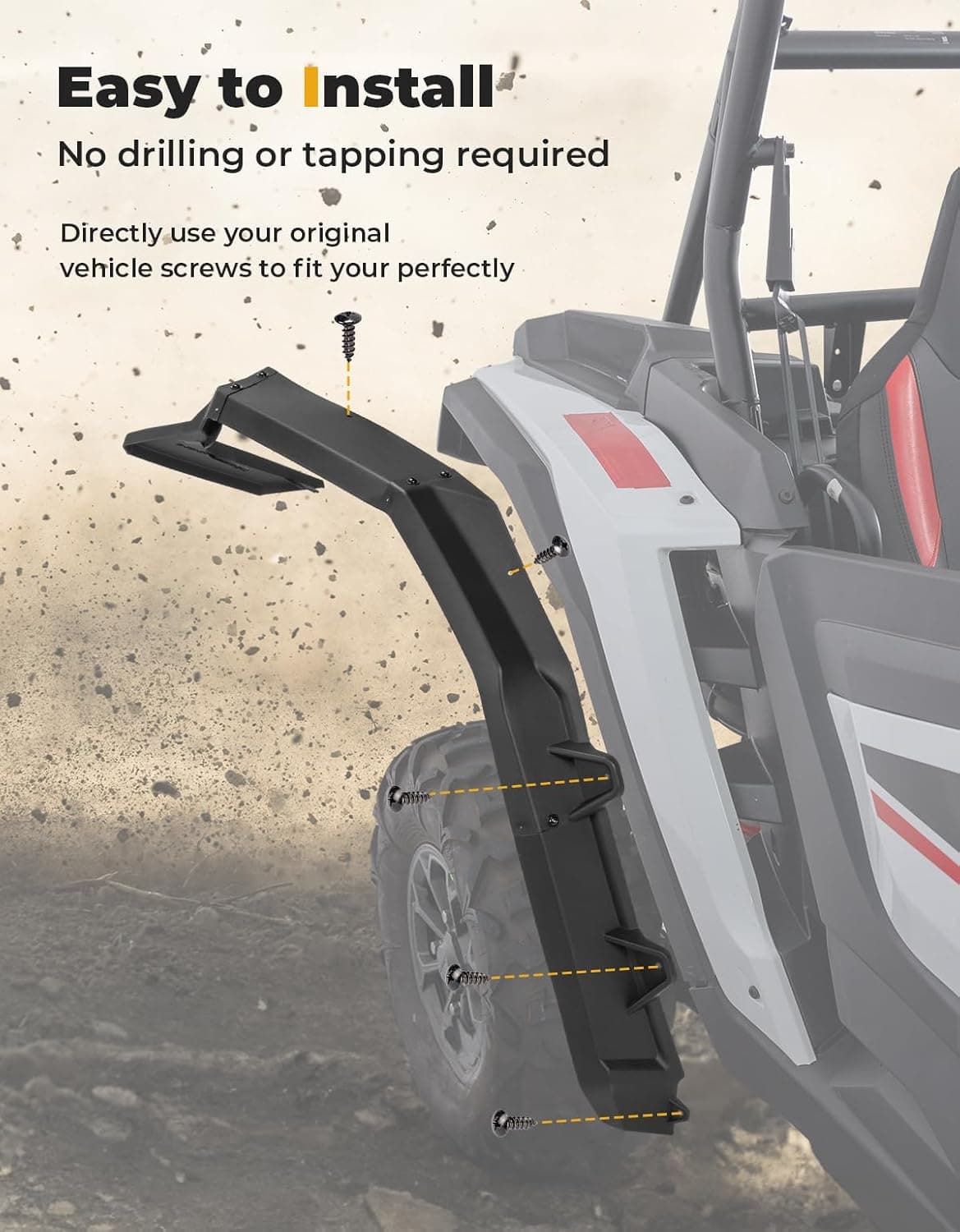 Fender Flares 8.5" Extended Mud Flaps for 2024-2026 Polaris RZR XP 4 1000 (4PCS) – fits Polaris RZR XP 4 1000 (2024+)...