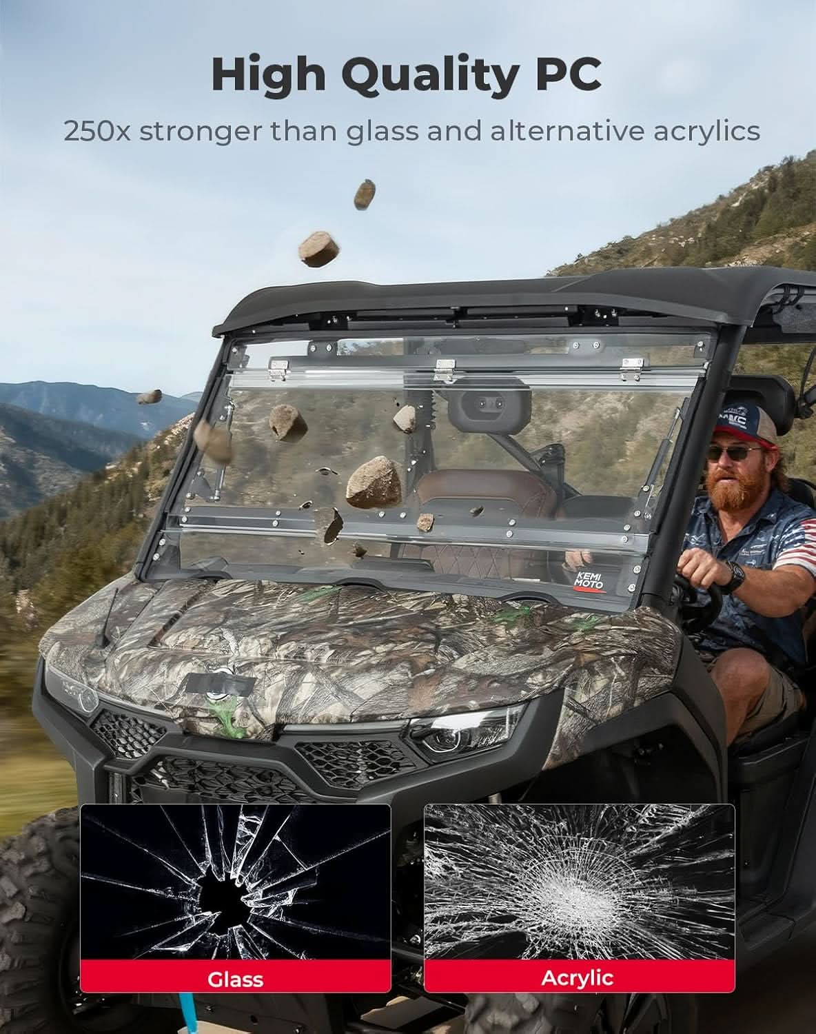 3-IN-1 Flip Windshield For CFMOTO UFORCE U10（ Not Fit Grab Handle）