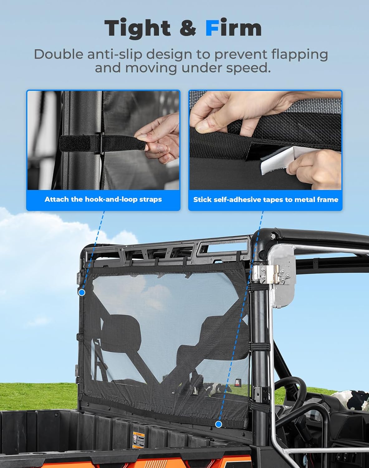 UTV Sunshade Soft Rear Window Net for Polaris Ranger 1000 XP/CREW 2017-2025 – fits Polaris Ranger Crew XP 1000