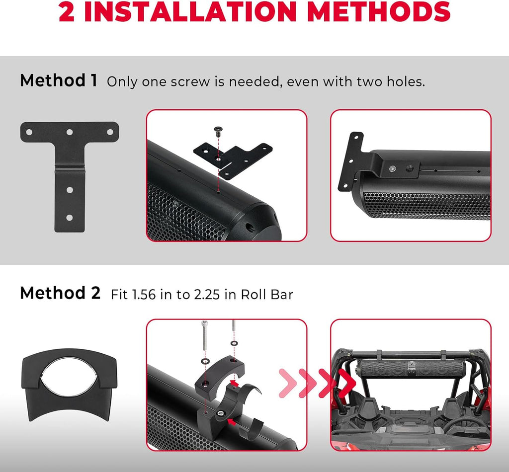 SxS UTV Sound Bar System Bluetooth Speaker 500W 28" Outdoor Marine Soundbars – fits Polaris RZR Pro XP (view 2)