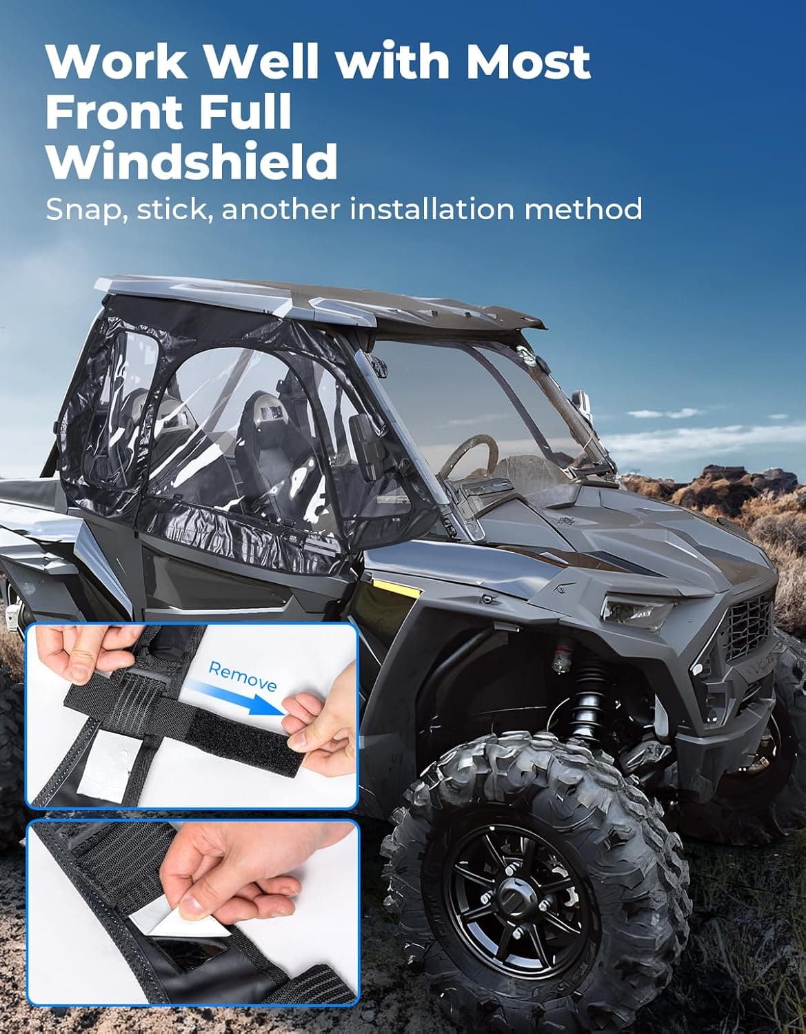 UTV Soft Upper Door Cab Enclosure Set for Polaris RZR XP 1000 / Turbo 2014-2023 – fits Polaris RZR XP Turbo