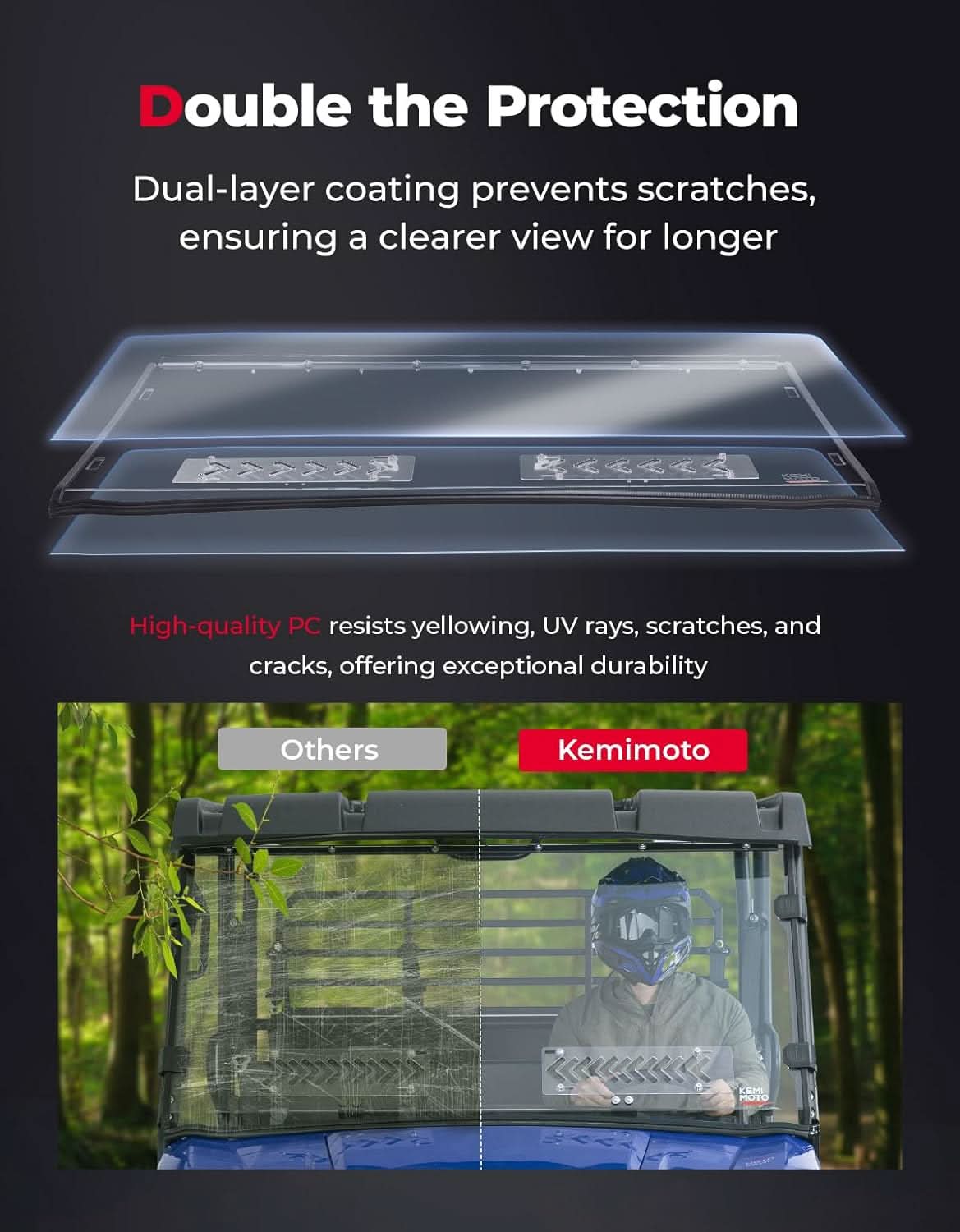 PC Vented Windshield for Kawasaki Mule Pro
