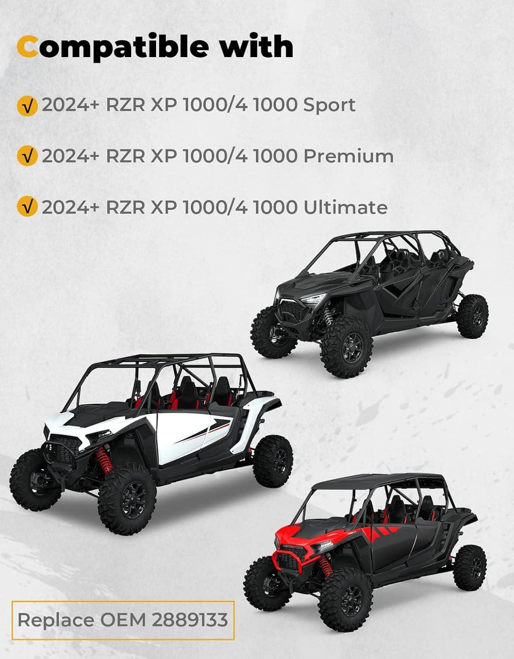 Fender Flares 8.5" Extended Mud Flaps for 2024-2026 Polaris RZR XP 4 1000 (4PCS) – fits Polaris RZR XP 4 1000 (2024+)...
