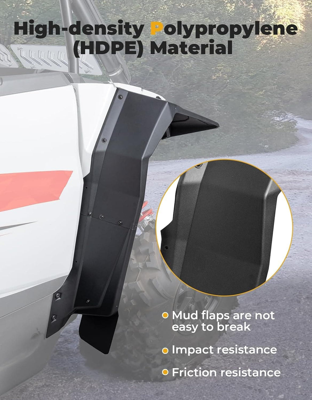 Fender Flares 8.5" Extended Mud Flaps for 2024-2026 Polaris RZR XP 4 1000 (4PCS) – fits Polaris RZR XP 4 1000 (2024+)...