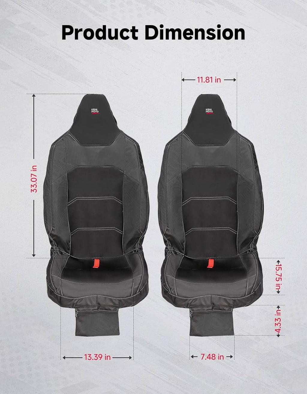 Seat Covers with Pocket for Polaris RZR XP 1000/XP 4 1000 (2024+), 1680D Oxford Fabric, 2 Pack