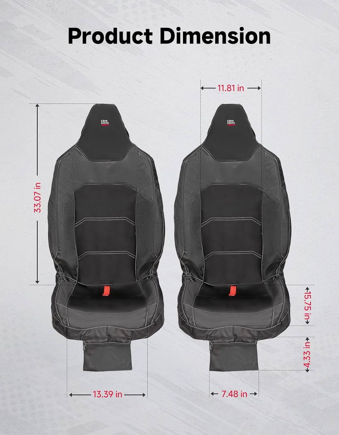 Seat Covers with Pocket for Polaris RZR XP 1000/XP 4 1000 (2024+), 1680D Oxford Fabric, 2 Pack