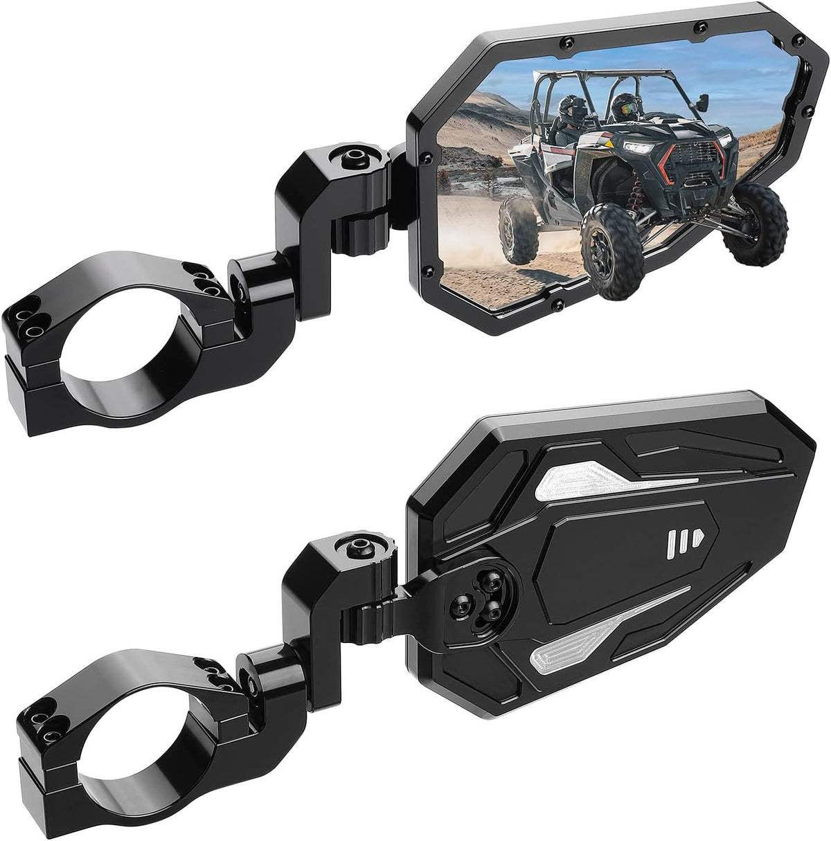UTV Rear View Side Mirrors for Can Am Maverick X3/ RZR w/ 1.75"-2" roll bar (1 pair)