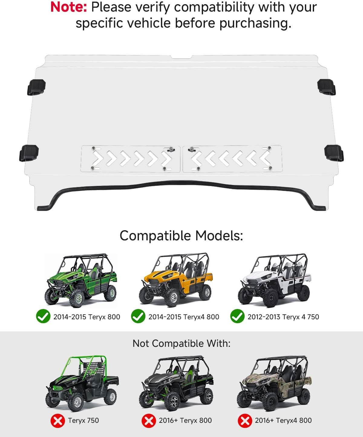 UTV Vented Front Windshield For Kawasaki Teryx 2012-2015 – fits Kawasaki Teryx4