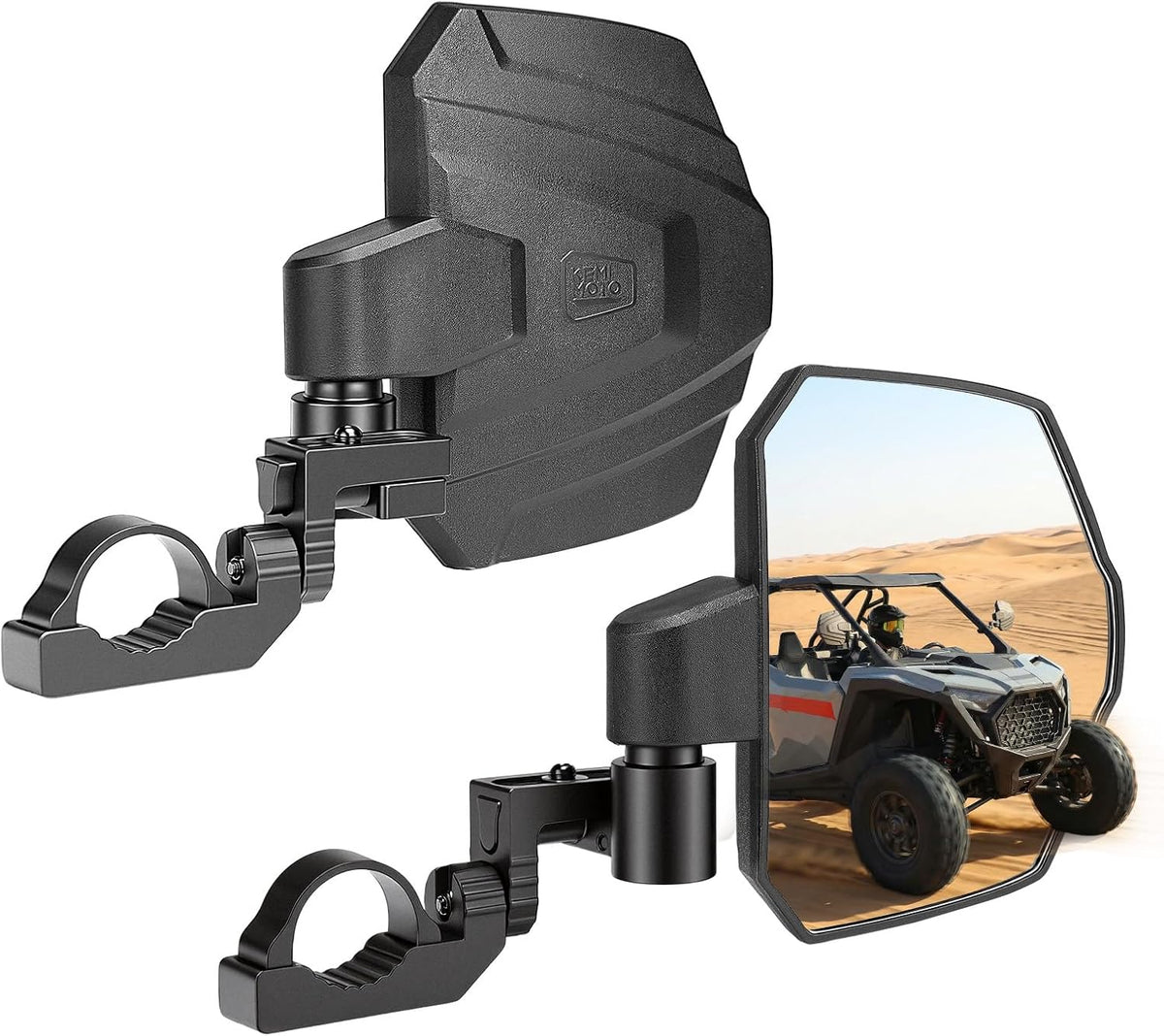 3 in 1 Large Side Mirrors Fit in 1.65-2" Roll-Bar For RZR|X3|Pioneer|Uforce