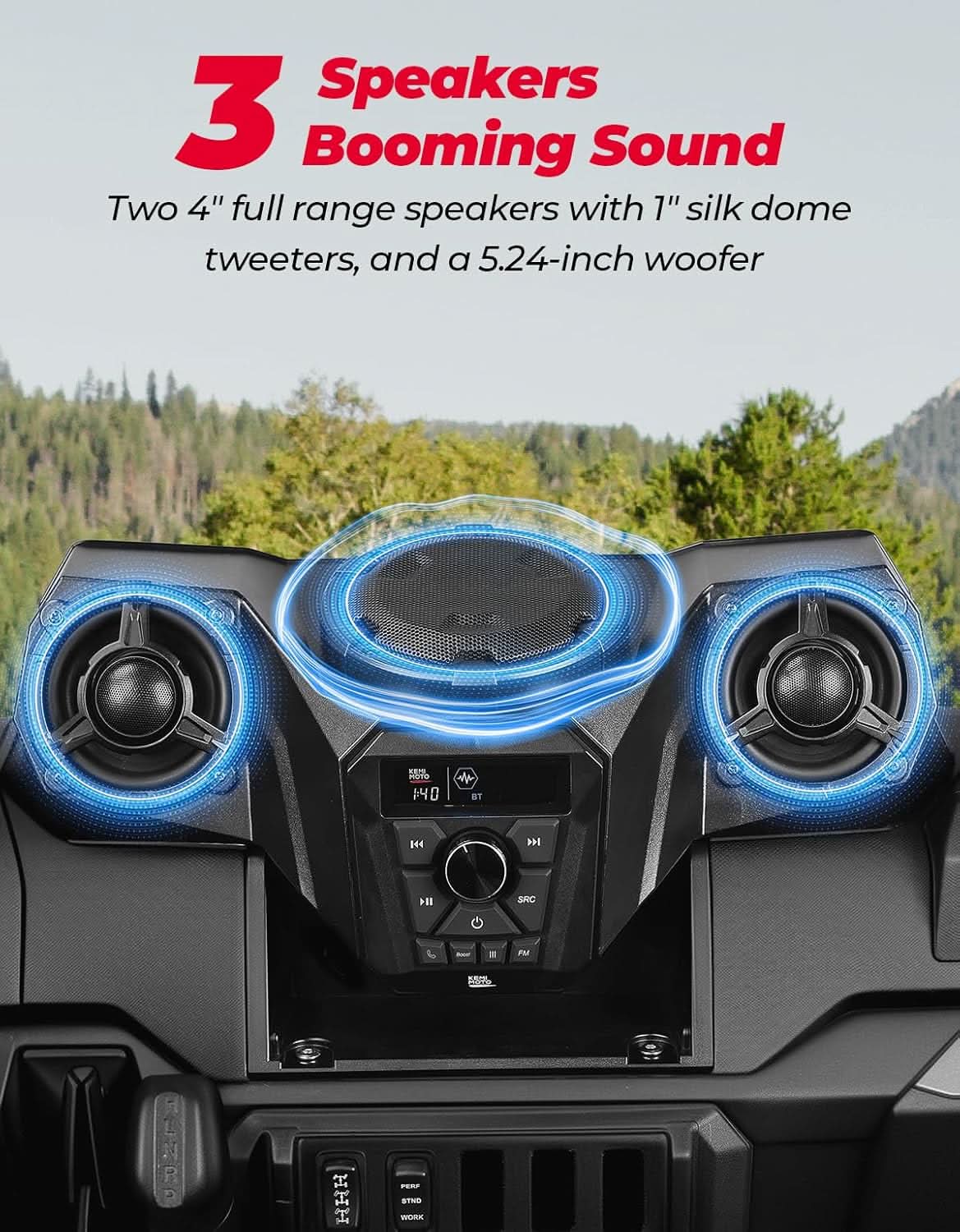 3-Speaker UTV Audio Kit with 5.25" Woofer for Ranger 1000/1000 XP /1000 XP Crew 2018-2026