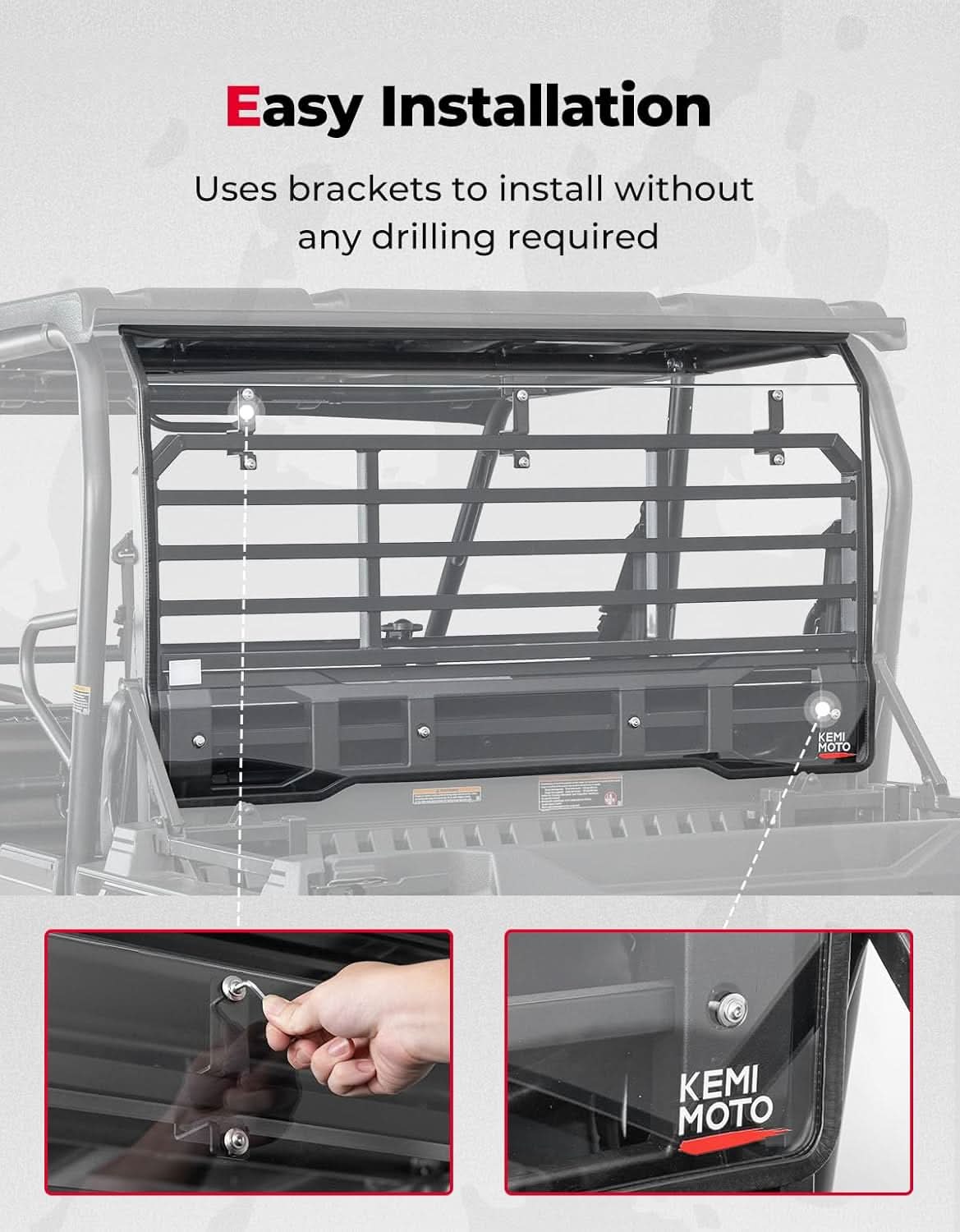UTV Rear Windshield For Kawasaki Mule Pro