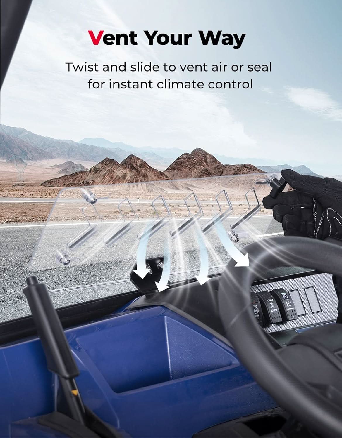 PC Vented Windshield for Kawasaki Mule Pro