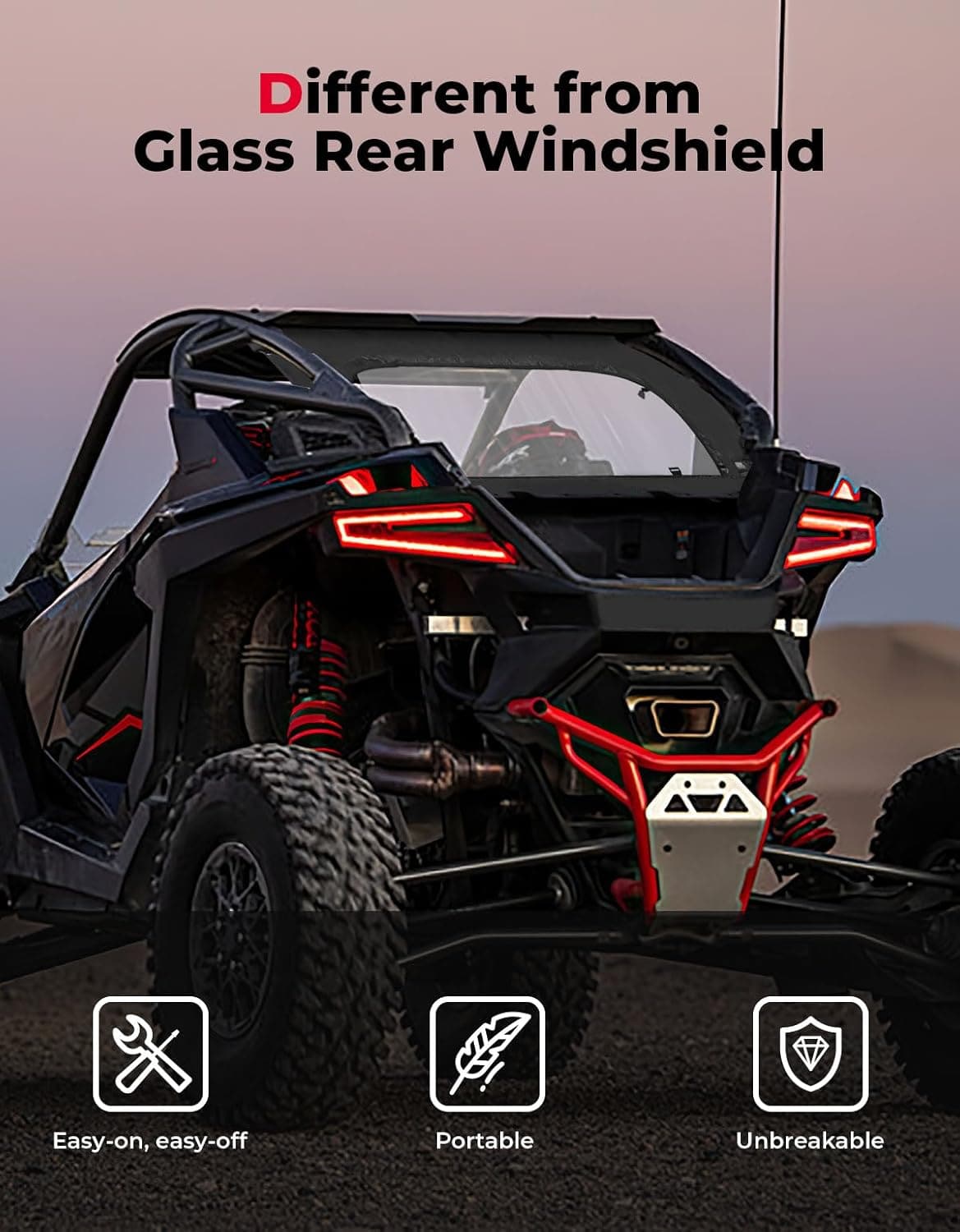 Soft Rear Windshield for Polaris RZR PRO R/ R4 2022-2024 – fits Polaris RZR Pro R 4