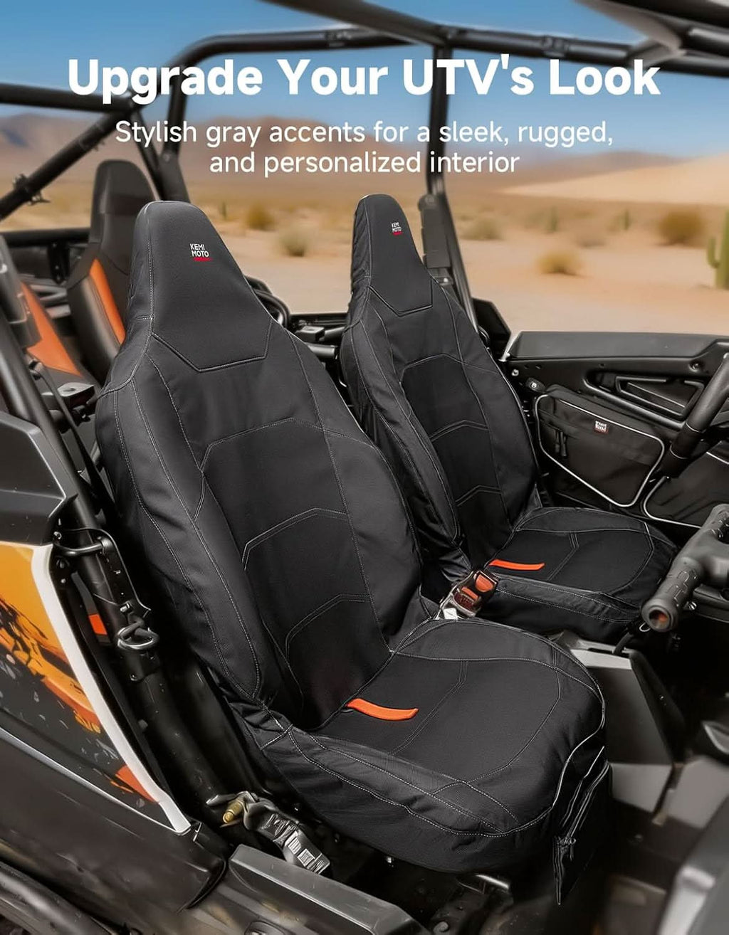 Seat Covers with Pocket for Polaris RZR XP 1000/XP 4 1000 (2024+), 1680D Oxford Fabric, 2 Pack