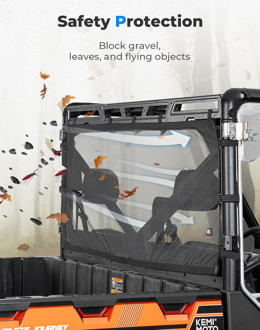 UTV Sunshade Soft Rear Window Net for Polaris Ranger 1000 XP/CREW 2017-2025 – fits Polaris Ranger Crew XP 900 (view 6)