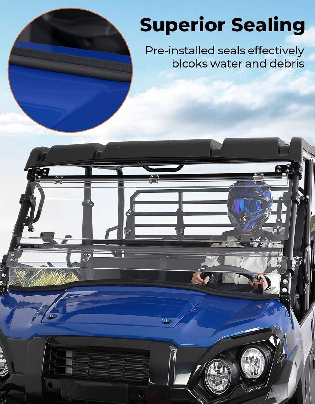 3-in-1 Flip Windshield For Kawasaki Mule Pro FXT