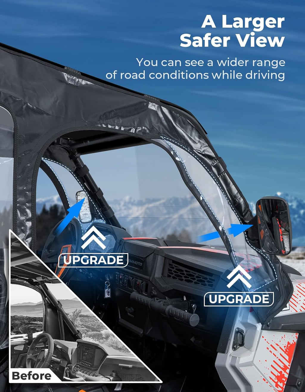 Soft Cab Enclosure Upper Windows for 2014-2023 Polaris RZR XP 1000/Turbo – fits Polaris RZR XP 1000 (2014-2023) (view 3)
