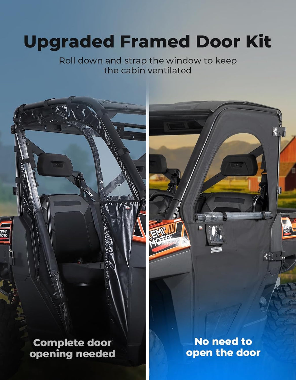 Full Doors with Steel Frame for Polaris Ranger 1000/ XP 1000 2018-2026 – fits Polaris Ranger 1000 (view 3)