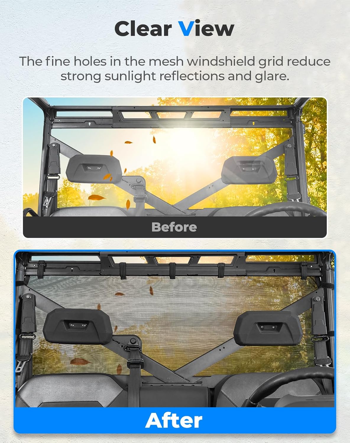 UTV Sunshade Soft Rear Window Net for Polaris Ranger 1000 XP/CREW 2017-2025 – fits Polaris Ranger Crew XP 900