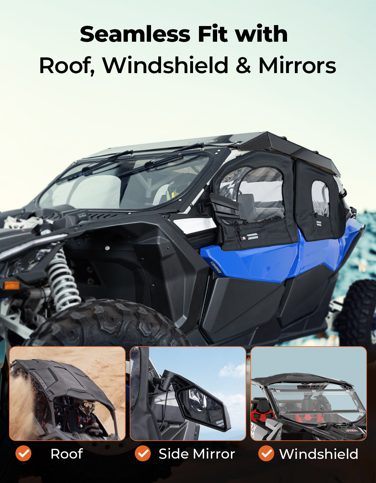 Soft Cab Enclosures with Metal Frame for Can-Am Maverick X3 MAX – fits Can-Am Maverick X3 MAX (view 8)