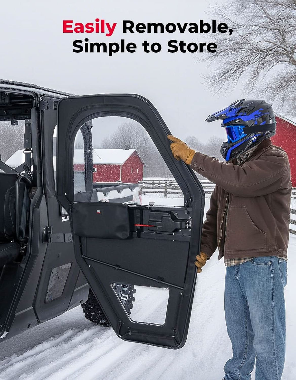 UTV Doors With Steel Frame for Polaris Ranger CREW XP 1000 2019-2026, Complete 4-Door Set – fits Polaris Ranger Crew XP...