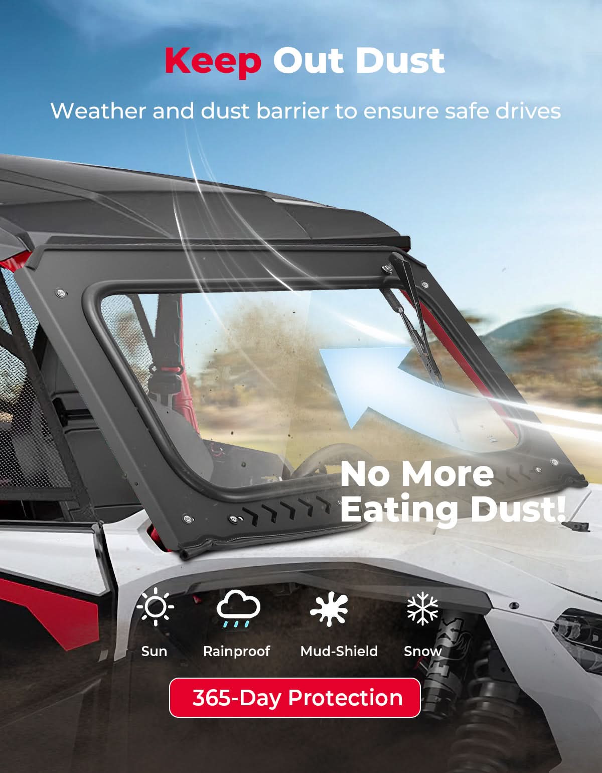 8MM Glass Windshield with Wiper for Honda Talon 1000 – fits Honda Talon 1000X (view 2)