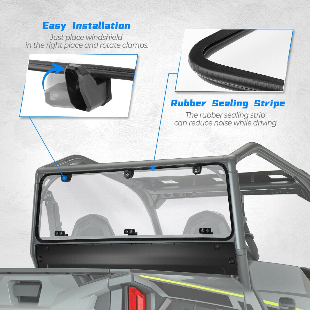 Rear Windshield Clear for Polaris General 1000 / 4 2016-2026 – fits Polaris General XP 1000 (view 7)