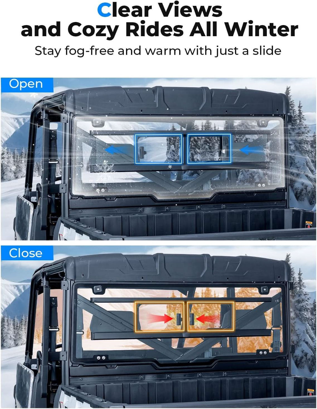 Sliding Glass Rear Window for Polaris Ranger 570 / 900 / 1000 & XP Crew (2013–2026)