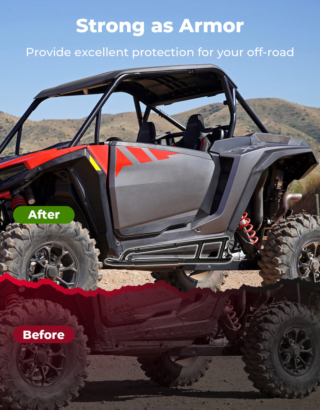 Heavy Duty Steel Nerf Bars Rock Sliders for Polaris RZR XP 1000/ XP 4 1000 2024-2025, 2-Seat – fits Polaris RZR XP 4 1000...