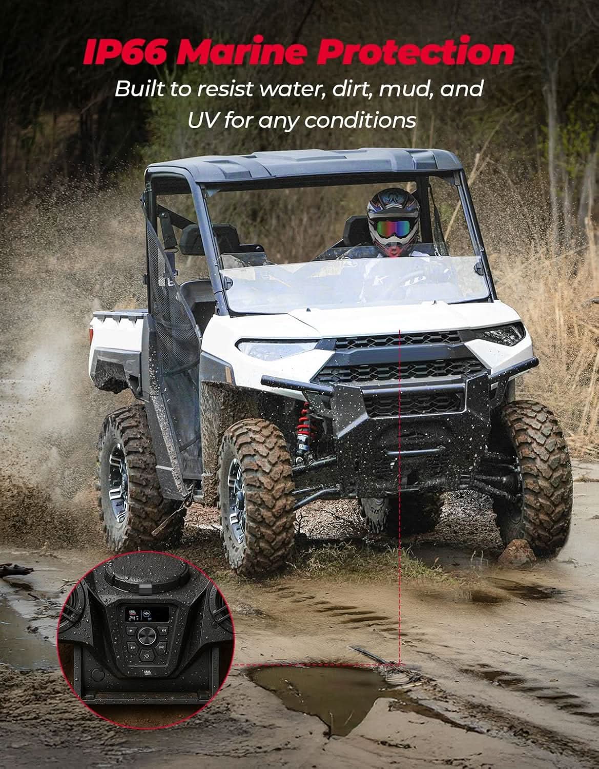3-Speaker UTV Audio Kit with 5.25" Woofer for Ranger 1000/1000 XP /1000 XP Crew 2018-2026