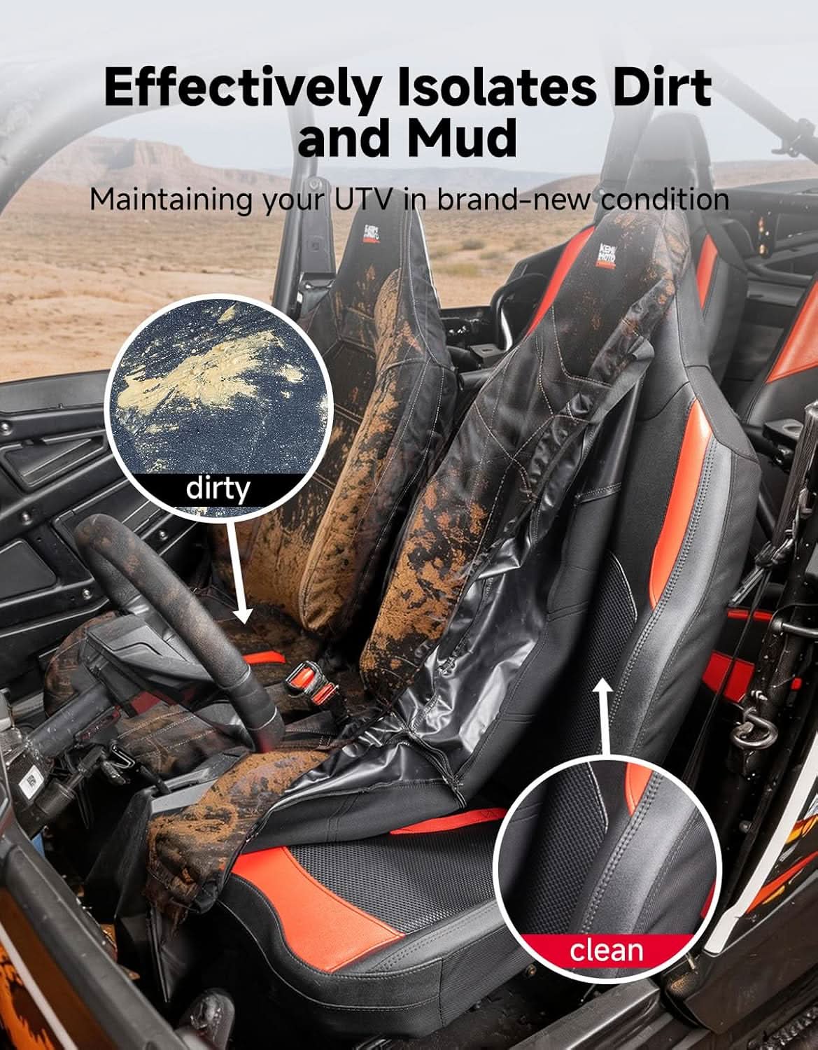 Seat Covers with Pocket for Polaris RZR XP 1000/XP 4 1000 (2024+), 1680D Oxford Fabric, 2 Pack