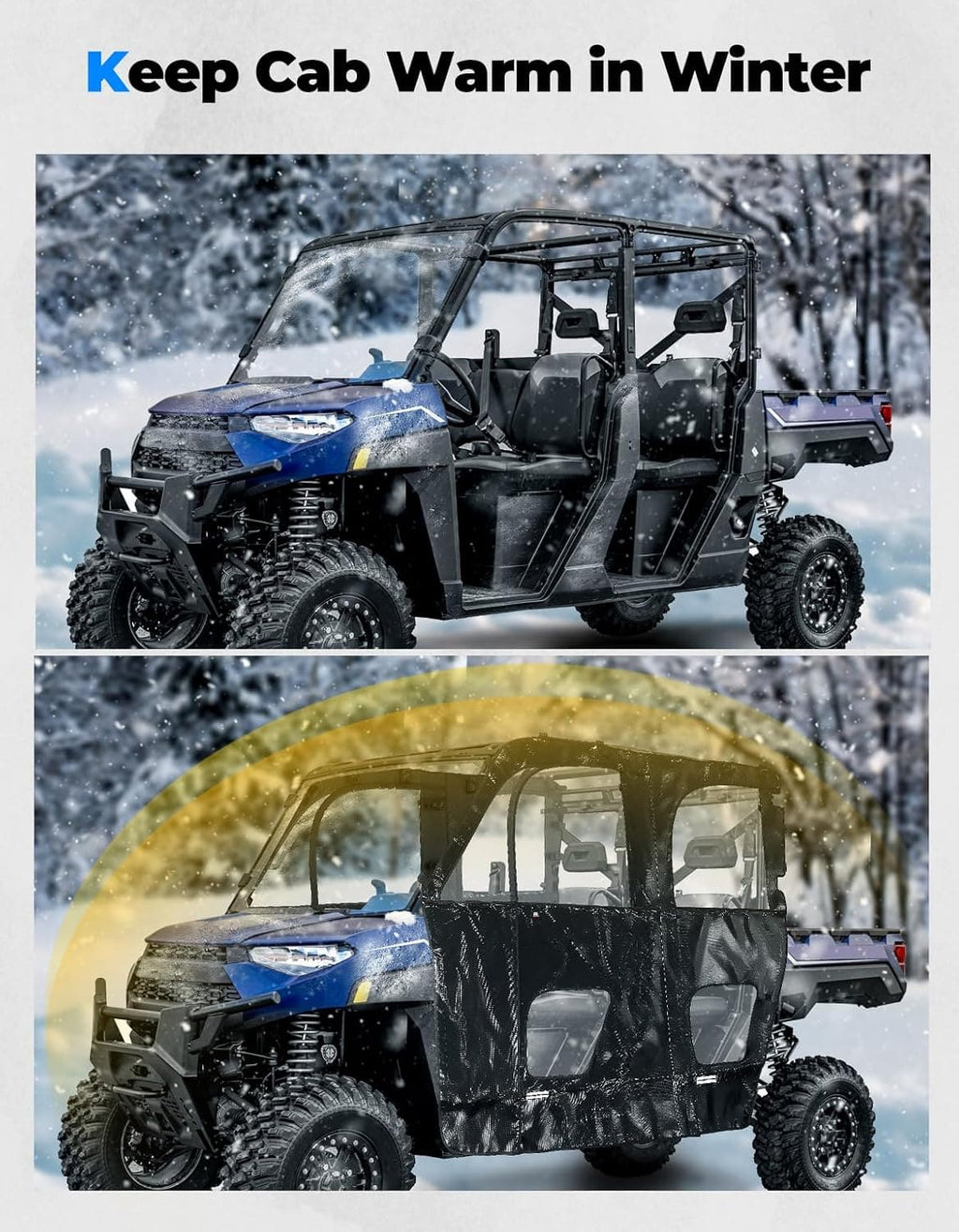 UTV Cab Enclosure for Polaris Ranger XP 1000 Crew 2018-2026