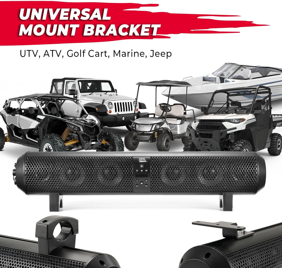 SxS UTV Sound Bar System Bluetooth Speaker 500W 28" Outdoor Marine Soundbars – fits Polaris RZR Pro XP (view 3)