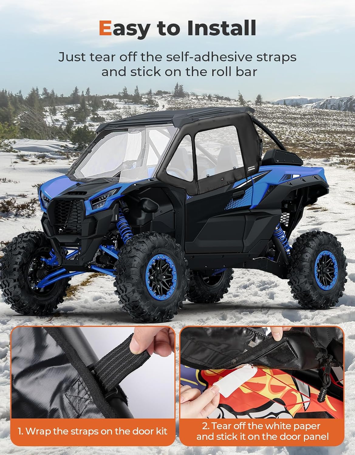 Upgraded Clear Door Cab UTV Enclosure For Kawasaki Teryx KRX 1000 – fits Kawasaki Teryx KRX 1000 (view 4)