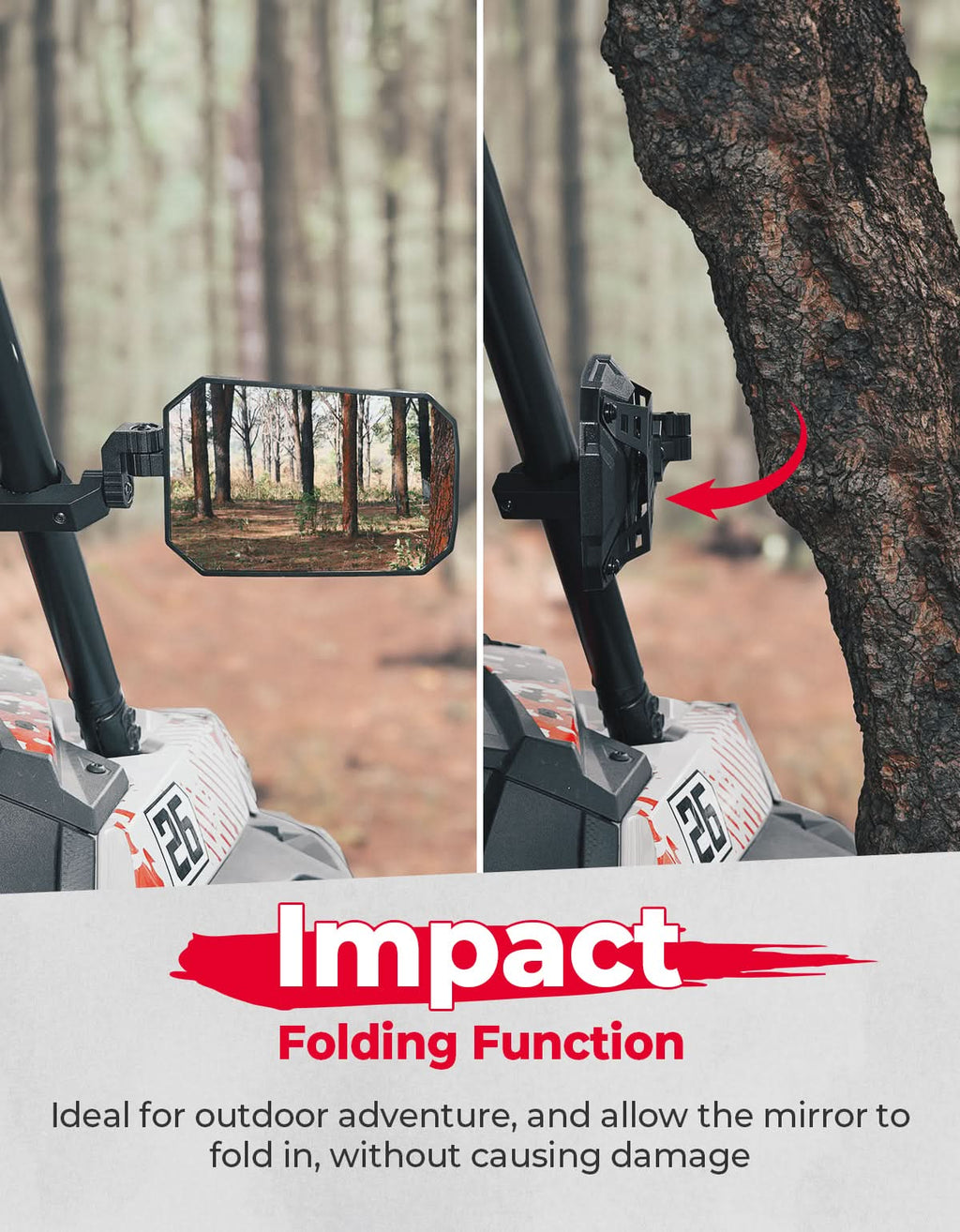 UTV Aluminum Side Mirrors for Polaris RZR/Can Am X3/Pioneer/Talon/Teryx/CFMOTO – fits Polaris RZR (view 7)