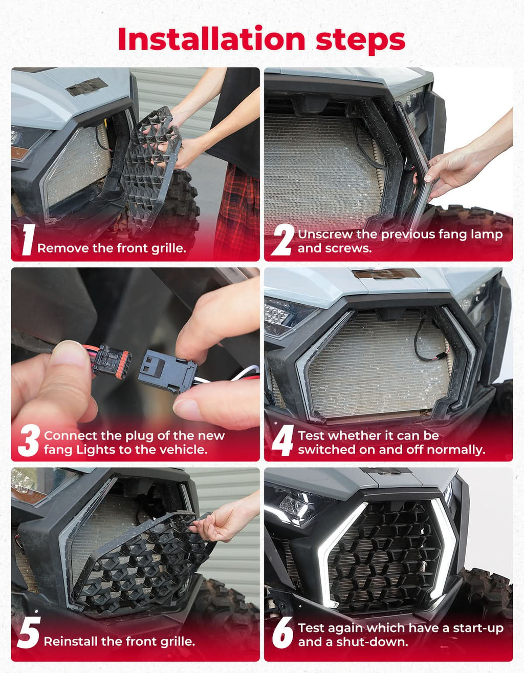 LED Grille Fang Lights for Polaris RZR Pro XP/Pro R/S 2025 Waterproof – fits Polaris RZR Pro R (view 7)