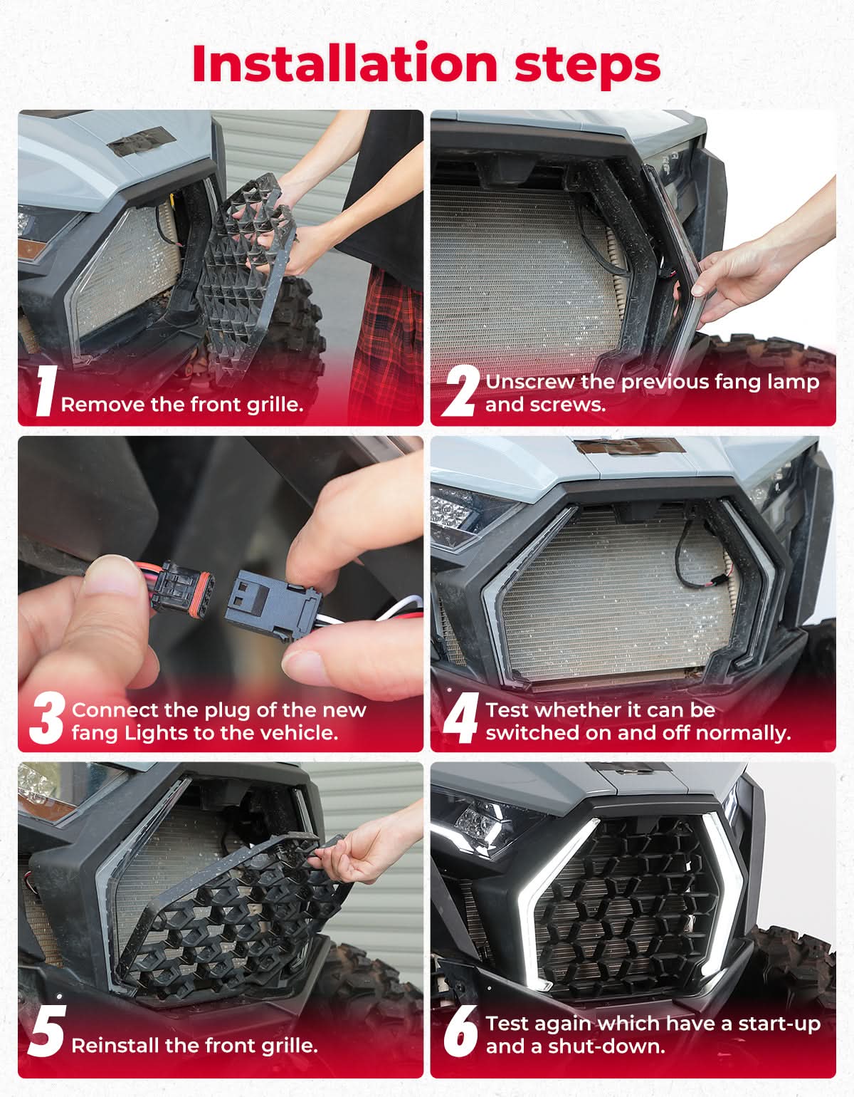 LED Grille Fang Lights for Polaris RZR Pro XP/Pro R/S 2025 Waterproof – fits Polaris RZR Pro R (view 7)