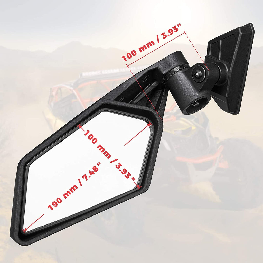 1 Pair Side View Mirrors 360° Adjustment for Can Am Maverick X3