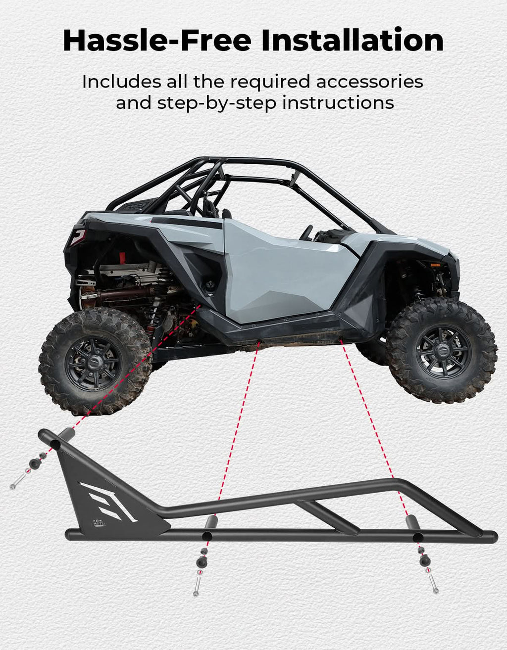 UTV Nerf Bars Rock Sliders with Step Function for Polaris RZR PRO 2020-2026 – fits Polaris RZR Pro XP (view 6)