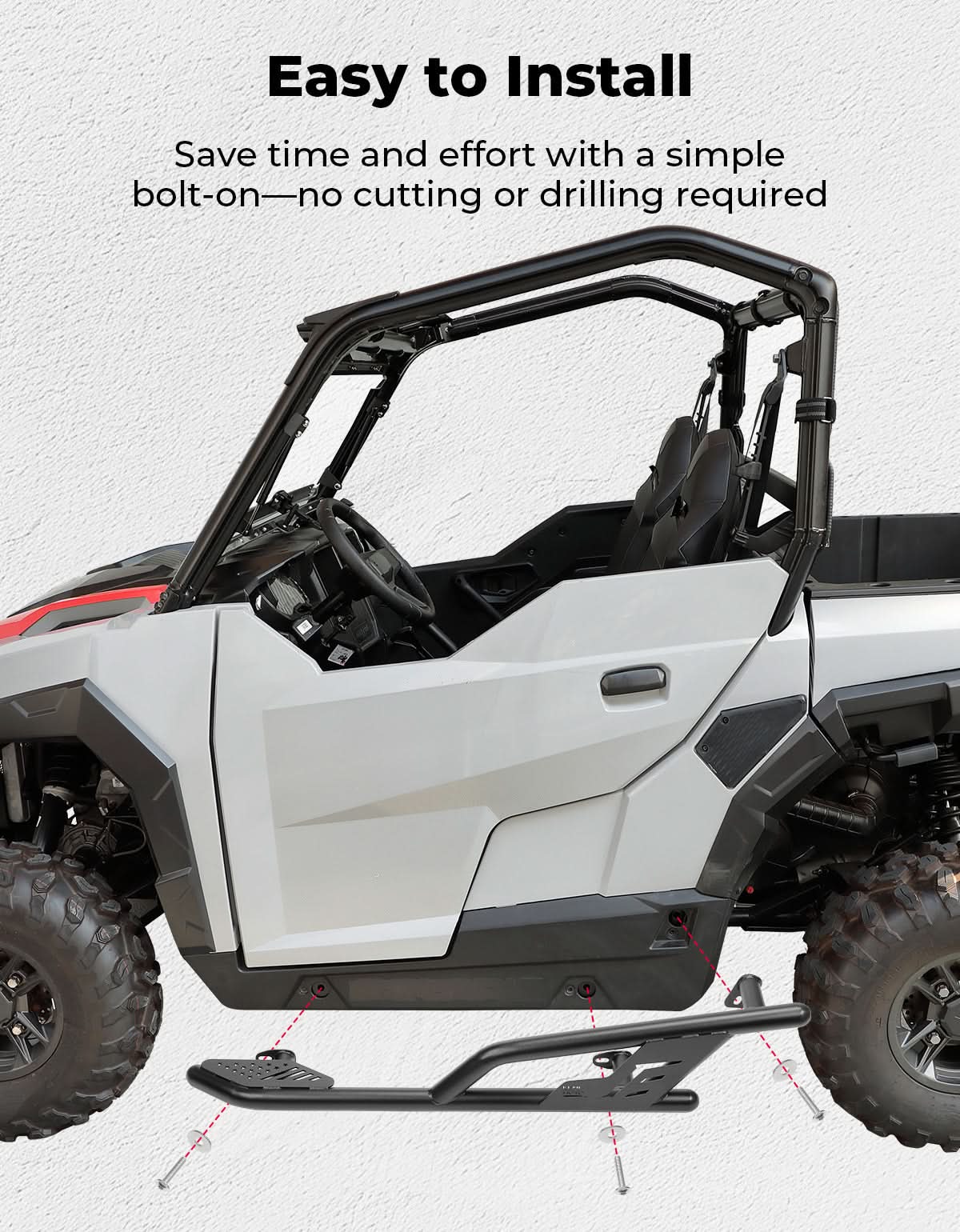 UTV Rock Sliders Nerf Bar for Polaris General 1000/ General XP 1000, 2016-2026 – fits Polaris General XP 1000 (view 4)