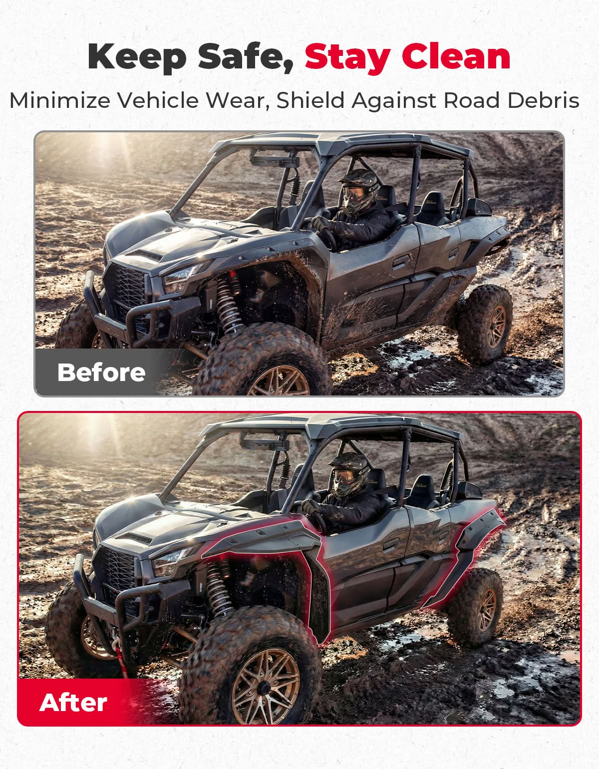 XXL Fender Flares for Kawasaki Teryx KRX4 1000 – fits Kawasaki Teryx KRX4 1000 (view 2)